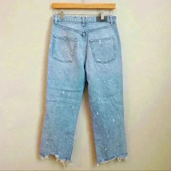 Carmar heavily distressed destroyed straight crop light wash jeans button fly 26 - Picture 11 of 16